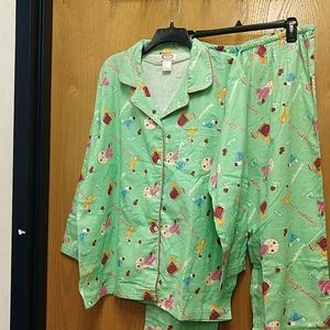 Lightweight Flannel Happy Hour Pajamas New